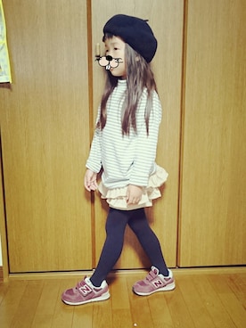 「キュロット」｜「アイテム（ハンチング/ベレー帽）」を使った、yu Reさん（キッズ・110cm）の秋コーディネート