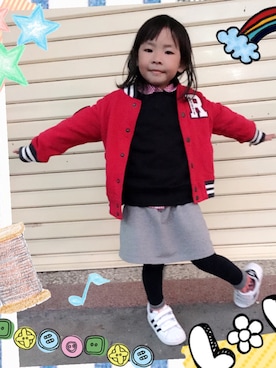 「POLO RALPH LAUREN（ポロ ラルフ ローレン）のアイテム（シャツ/ブラウス、レッド系）」を使った、Jill & Willieさん（キッズ）の冬コーディネート