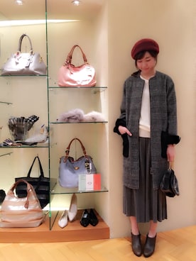 「KATHARINE ROSS（キャサリンロス）のアイテム（ステンカラーコート）」を使った、tomoさん（レディース・162cm）の秋コーディネート