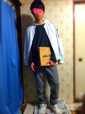 「NAVAL（ナバル）のアイテム（MA-1）」を使った、masaさん（メンズ・165cm）の冬コーディネート