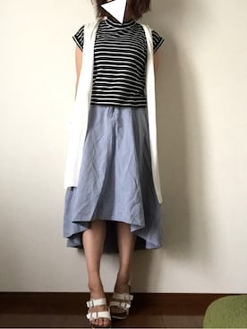 「ビルケン風サンダル」｜saya.さん（レディース・161cm）の夏コーディネート