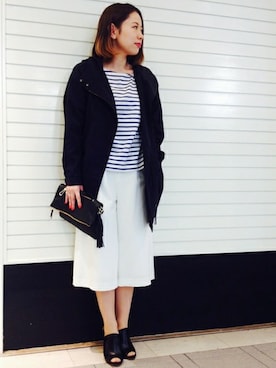 「アイテム（その他アウター、ブルー系）」を使った、ivory court　ランドマークプラザ店スタッフさん（レディース・161cm）の春コーディネート