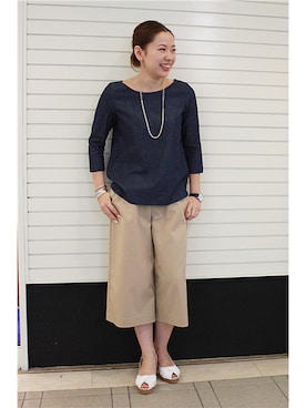 「きれい目コーデ」｜ivory court　ランドマークプラザ店スタッフさん（レディース・161cm）の夏コーディネート