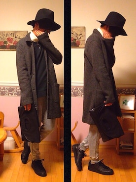 「COMME CA ISM（コムサイズム）のアイテム（スウェット）」を使った、ケージさん（メンズ・174cm）の冬コーディネート