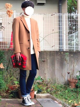 「TOMMY HILFIGER（トミーヒルフィガー）のアイテム（マフラー）」を使った、ケージさん（メンズ・175cm）の冬コーディネート
