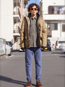 「N.HOOLYWOOD（N.ハリウッド）のアイテム（ダウンジャケット/コート）」を使った、DOGDAYSさん（メンズ・170cm）の冬コーディネート