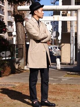 「N.HOOLYWOOD」｜「アイテム（トレンチコート）」を使った、DOGDAYSさん（メンズ・170cm）の冬コーディネート