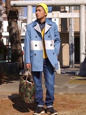 「N.HOOLYWOOD」｜「アイテム（ピーコート）」を使った、DOGDAYSさん（メンズ・170cm）の冬コーディネート