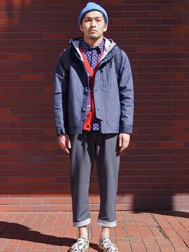 「White Mountaineering」｜「アイテム（マウンテンパーカー）」を使った、DOGDAYSさん（メンズ・170cm）の冬コーディネート