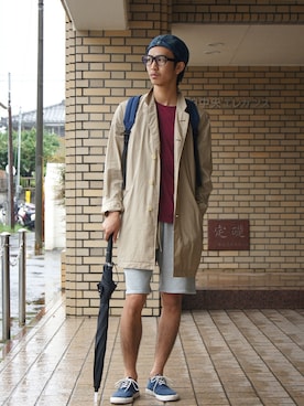 「N.HOOLYWOOD（N.ハリウッド）のアイテム（ステンカラーコート）」を使った、DOGDAYSさん（メンズ・170cm）の夏コーディネート