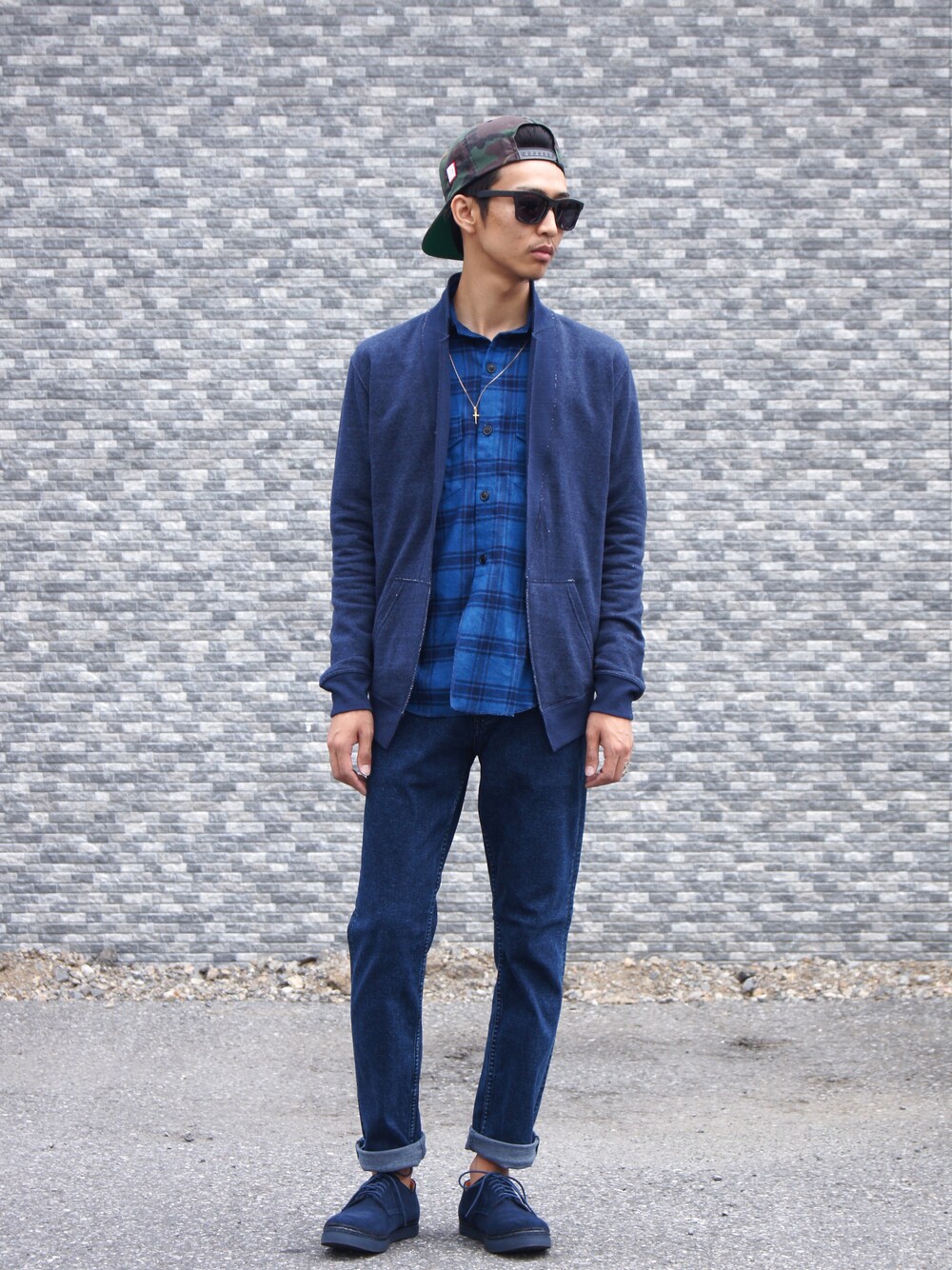 「N.HOOLYWOOD、 Shwood、 S/DOUBLE」｜「N.HOOLYWOODのLAPEL CARDIGAN（カーディガン/ボレロ、ブルー系）」を使った、DOGDAYSさん（メンズ・172cm）の夏コーディネートの1枚目の写真