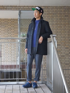 「N.HOOLYWOOD」｜「アイテム（ステンカラーコート）」を使った、DOGDAYSさん（メンズ・168cm）の秋コーディネート