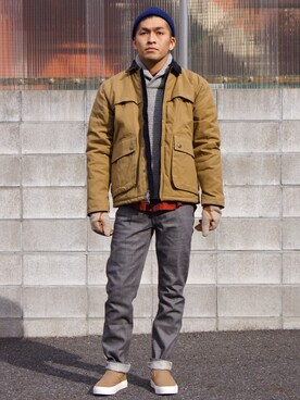 「Saturdays NYC（サタデーズ ニューヨークシティ ）のアイテム（ミリタリージャケット）」を使った、DOGDAYSさん（メンズ・166cm）の冬コーディネート