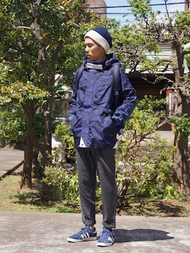 「アイテム（マウンテンパーカー、ブルー系）」を使った、DOGDAYSさん（メンズ・170cm）の夏コーディネート