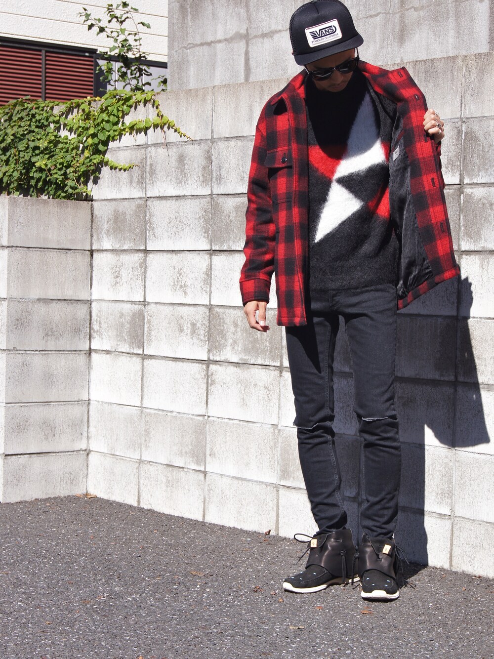 「 visvim、 STANDARD CALIFORNIA、 N.HOOLYWOOD、Rags Mcgregor、 converse TOKYO」｜「RAGS McGREGOR のCPO JACKET（その他アウター、レッド系）」を使った、DOGDAYSさん（メンズ・172cm）の秋コーディネートの1枚目の写真