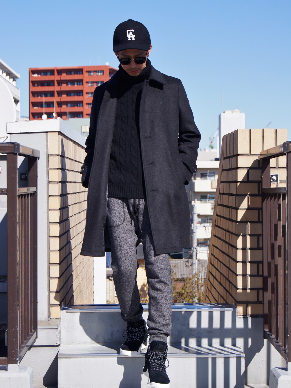 WACKO MARIA ウールハーフステンカラーコート WACKO MARIAのステンカラーコートを使った人気ファッション