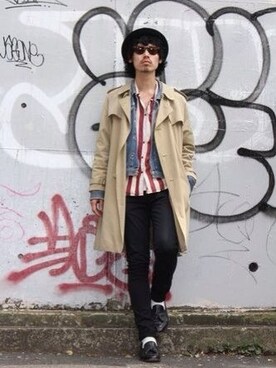 「ジージャン」｜「アイテム（トレンチコート）」を使った、DoLuKE 橋本さん（メンズ・174cm）の春コーディネート