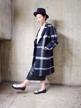 「ADAM ET ROPE'（アダムエロペ）のアイテム（チェスターコート）」を使った、Emilyさん（レディース・162cm）の秋コーディネート