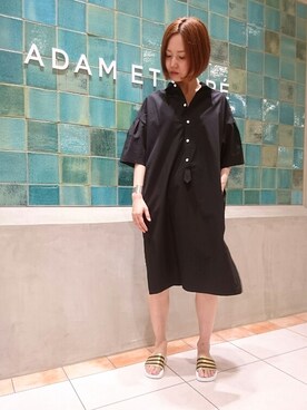 「ADAM ET ROPE'（アダムエロペ）のアイテム（シャツワンピース）」を使った、Emilyさん（レディース・162cm）の春コーディネート