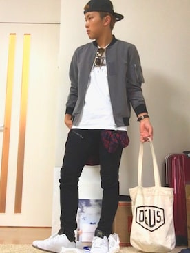 「学校」｜「アイテム（ブルゾン）」を使った、Shunpeiさん（メンズ・165cm）の秋コーディネート
