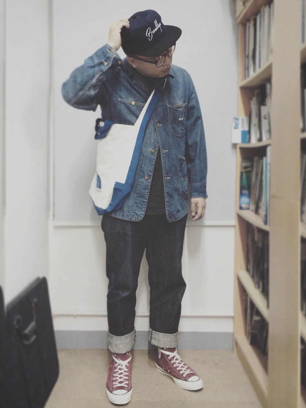 「Leeのアイテム（デニムジャケット、ブルー系）」を使った、jeffery76さん（メンズ・171cm）の冬コーディネートの1枚目の写真