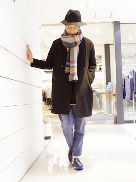 「Lui's（ルイス）のアイテム（モカシン/デッキシューズ）」を使った、アライ@youtubeさん（メンズ・176cm）の秋コーディネート