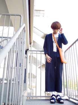 「サンダルに靴下」｜「アイテム（ノーカラージャケット）」を使った、アライ@youtubeさん（メンズ・176cm）の春コーディネート