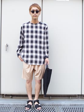 「膝上ショーツ」｜「アイテム（その他）」を使った、アライ@youtubeさん（メンズ・176cm）の夏コーディネート