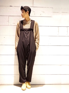 「Lui's（ルイス）のアイテム（オールインワン・サロペット）」を使った、アライ@youtubeさん（メンズ・176cm）の秋コーディネート