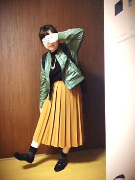 「リブT」｜「アイテム（ブルゾン）」を使った、@y@さん（レディース・150cm）の秋コーディネート