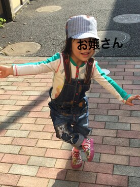「さんぽ」｜「アイテム（オールインワン・サロペット）」を使った、cocotora さん（キッズ・100cm）の秋コーディネート