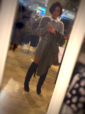 「美容室」｜「アイテム（その他アウター）」を使った、annさん（レディース・157cm）の冬コーディネート