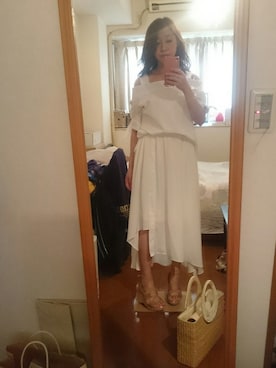 「ロンクスカート」｜「アイテム（アクセサリー）」を使った、shipoさん（レディース・162cm）の夏コーディネート