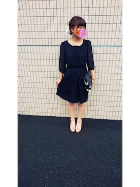 「パーティードレス」｜「アイテム（その他）」を使った、manamekkoさん（レディース・157cm）の秋コーディネート