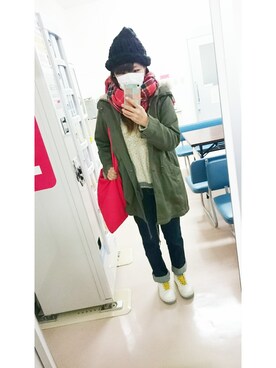 「cepo（セポ）のアイテム（モッズコート）」を使った、manamekkoさん（レディース・157cm）の冬コーディネート