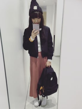 「Bou Jeloud（ブージュルード）のアイテム（ニットキャップ/ビーニー）」を使った、i kan さん（レディース・165cm）の秋コーディネート