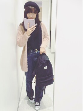 「スウエット」｜「アイテム（ハンチング/ベレー帽）」を使った、i kan さん（レディース・165cm）の秋コーディネート
