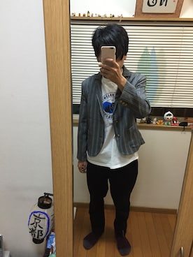 「HVC（エイチブイシー）のアイテム（パンツ）」を使った、リリィさん（メンズ・170cm）の秋コーディネート