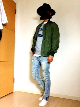 「GLOBAL WORK（グローバルワーク）のフェルトロングブリムハット/705078（ハット）」を使った、あきさん（メンズ・170cm）の春コーディネート