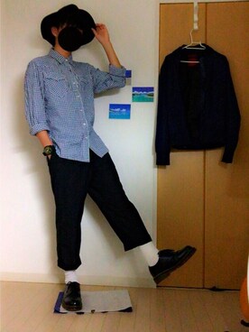 「GLOBAL WORK（グローバルワーク）のフェルトロングブリムハット/705078（ハット）」を使った、あきさん（メンズ・170cm）の春コーディネート