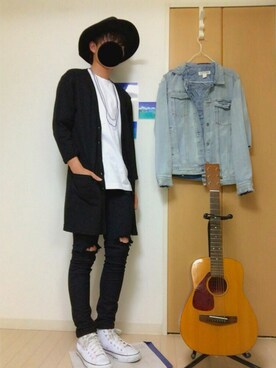 「GLOBAL WORK（グローバルワーク）のフェルトロングブリムハット/705078（ハット）」を使った、あきさん（メンズ・170cm）の春コーディネート