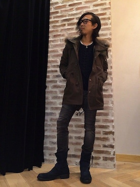 「Lyric（リリック）のアイテム（モッズコート）」を使った、スタッフさん（メンズ・173cm）の秋コーディネート