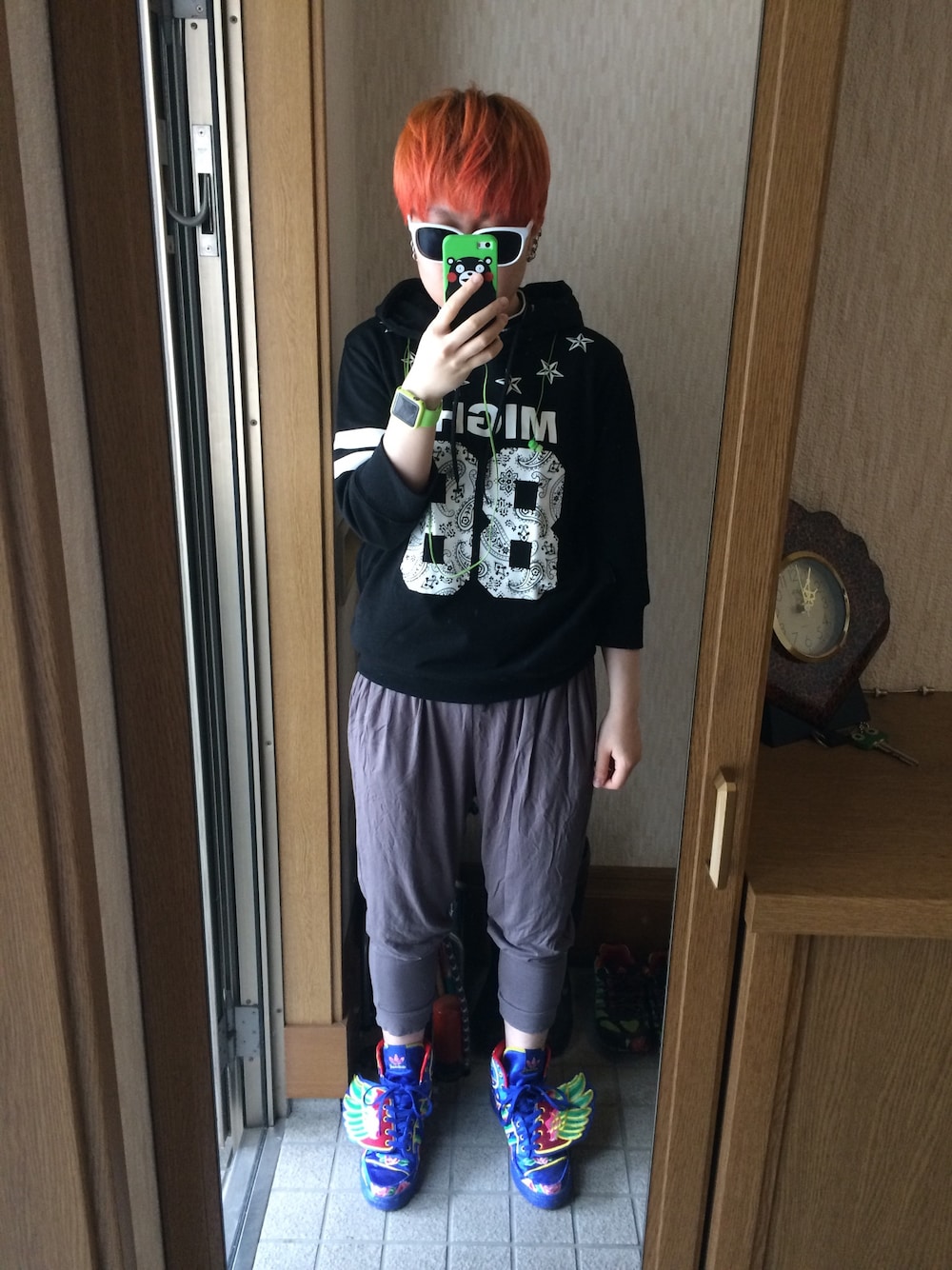 「adidas Originals by JEREMY SCOTT、GU、Avail」｜「adidas Originals by JEREMY SCOTTの【JEREMY SCOTT】JS WINGS CNY（スニーカー、ブルー系）」を使った、keiさん（メンズ・160cm）の夏コーディネートの1枚目の写真