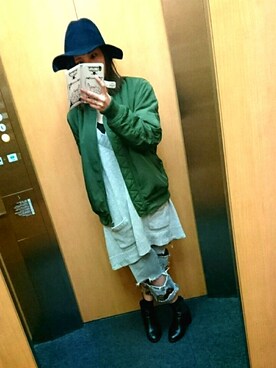 「CECIL McBEE（セシルマクビー）のアイテム（ワンピース、グレー系）」を使った、Yuriko  Tsuneokaさん（レディース・155cm）の秋コーディネート