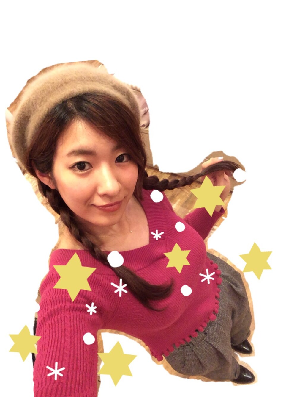 「ベレー帽、ワイドパンツ、dazzlin、snidel、Lily Brown」｜「dazzlinのアイテム（ハンチング/ベレー帽、ベージュ系）」を使った、りなっぺさん（レディース・161cm）の冬コーディネートの1枚目の写真