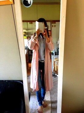 「stradivarius（ストラディバリウス）のアイテム（トレンチコート）」を使った、あゆさん（レディース・154cm）の夏コーディネート