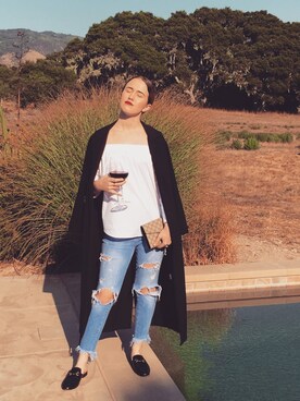 「ZARA（ザラ）のアイテム（其他上衣、ホワイト系）」を使った、PauletteLさん（レディース・175cm）の夏コーディネート