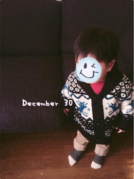 「カウチン」｜hiyocoさん（キッズ・90cm）の冬コーディネート