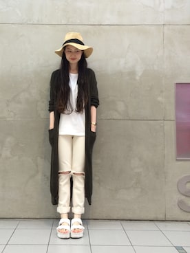 「アイテム（カーディガン/ボレロ）」を使った、MARUERIさん（レディース・164cm）の春コーディネート