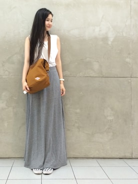 「Pilgrim Surf Supply（ピルグリムサーフサプライ）のアイテム」を使った、MARUERIさん（レディース・164cm）の夏コーディネート